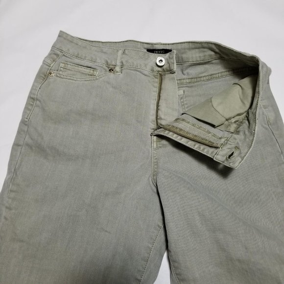 Isaac Mizrahi Sage Green High Rise Ankle Jeans - Picture 4 of 6